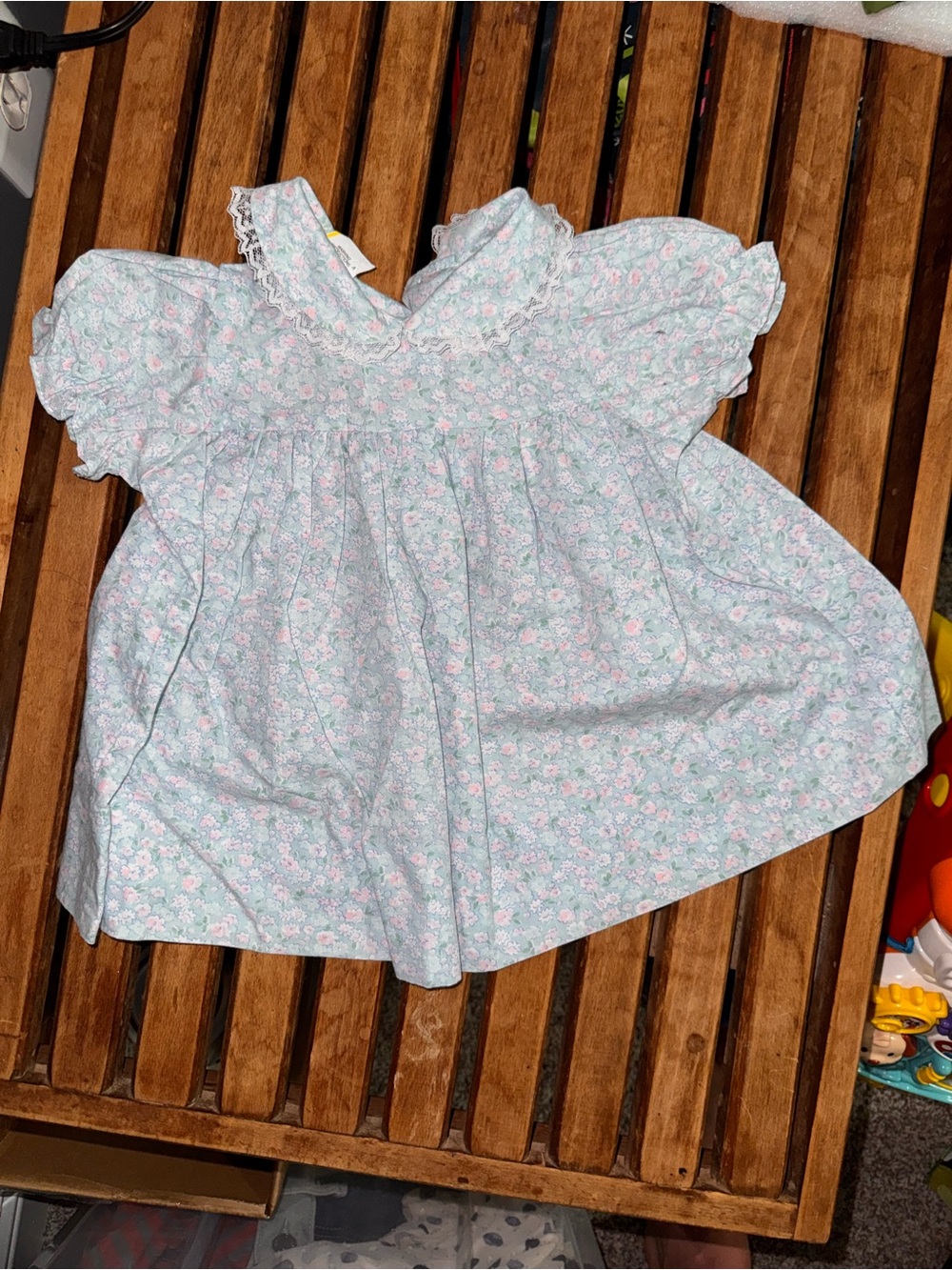 Vintage Baby Floral Short-Sleeve Light Blue & Pink top